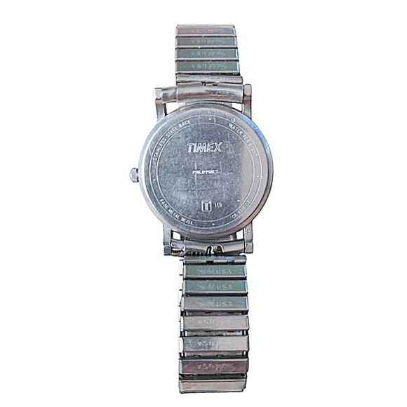 Vintage Timex Quartz Watch 32mm Silver Tone Stretch Band 90s New Battery - Picture 4 of 5